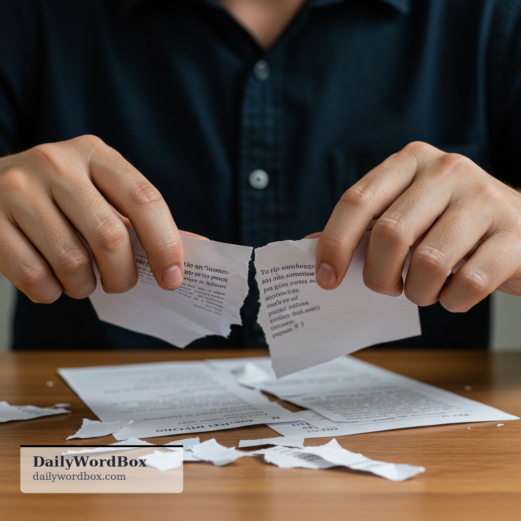 tear up: To rip something into pieces, especially paper.