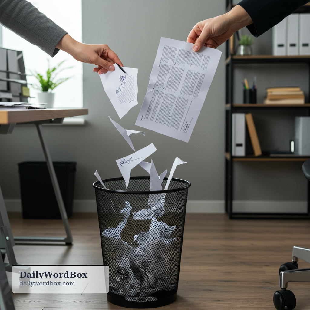tear up: To destroy a document by ripping it, often so it cannot be used.