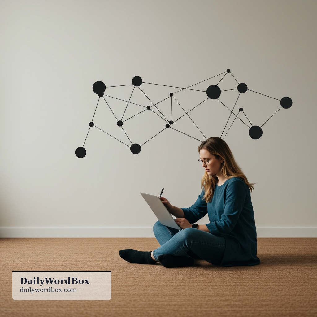 That connects to another thing: Used to indicate that a current point, idea, or situation is related or logically leads to a…