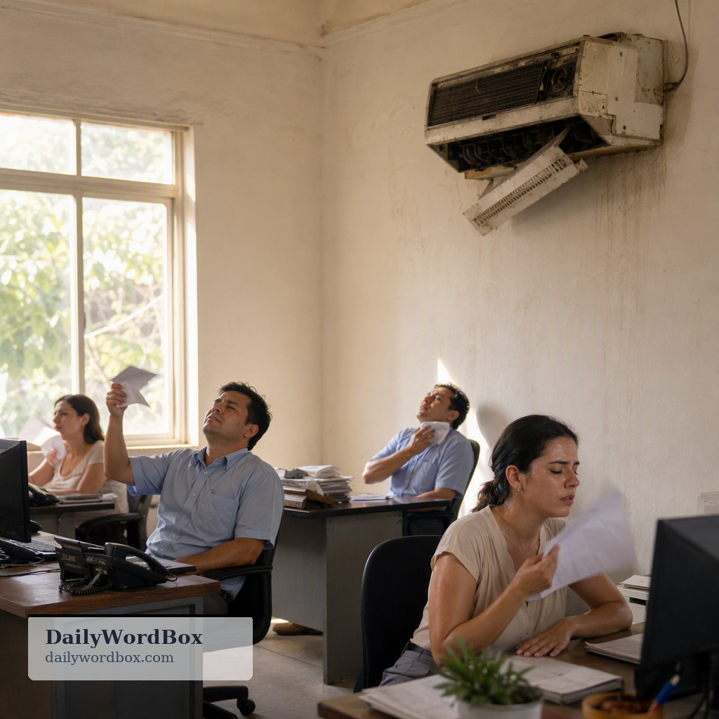 The air conditioning is broken.: The air conditioning unit is not functioning or is damaged beyond use.