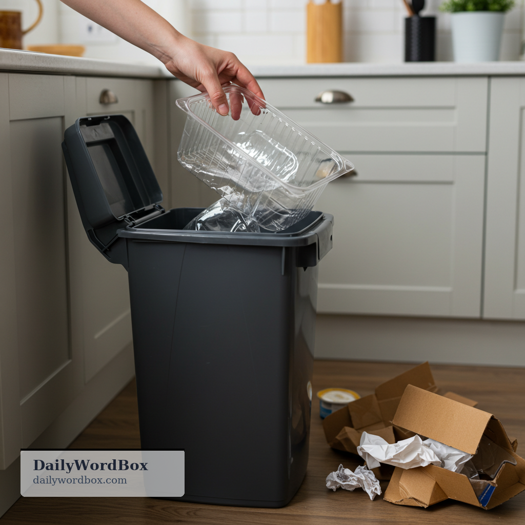 throw away: To put something in the trash or discard it because it is no longer wanted or usable.
