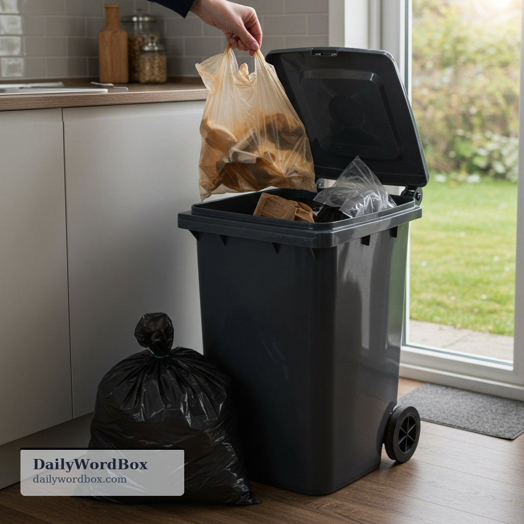throw out: To get rid of something by putting it in the trash or removing it from a place.