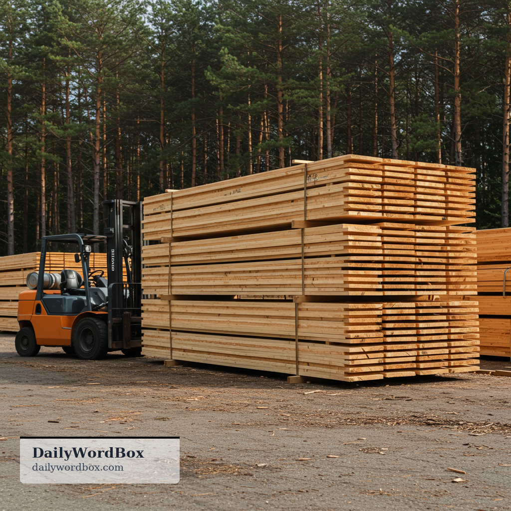 timber: Wood used for building, furniture, or other practical purposes.