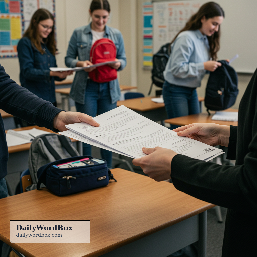 turn in: to submit or hand something to the person in charge (e.g., homework, a report, keys)