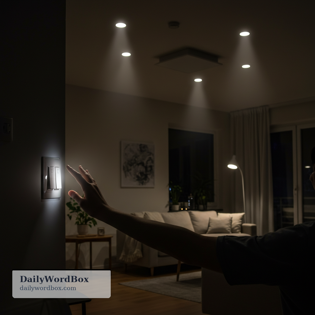turn on the lights: to switch the lights on so a place becomes bright