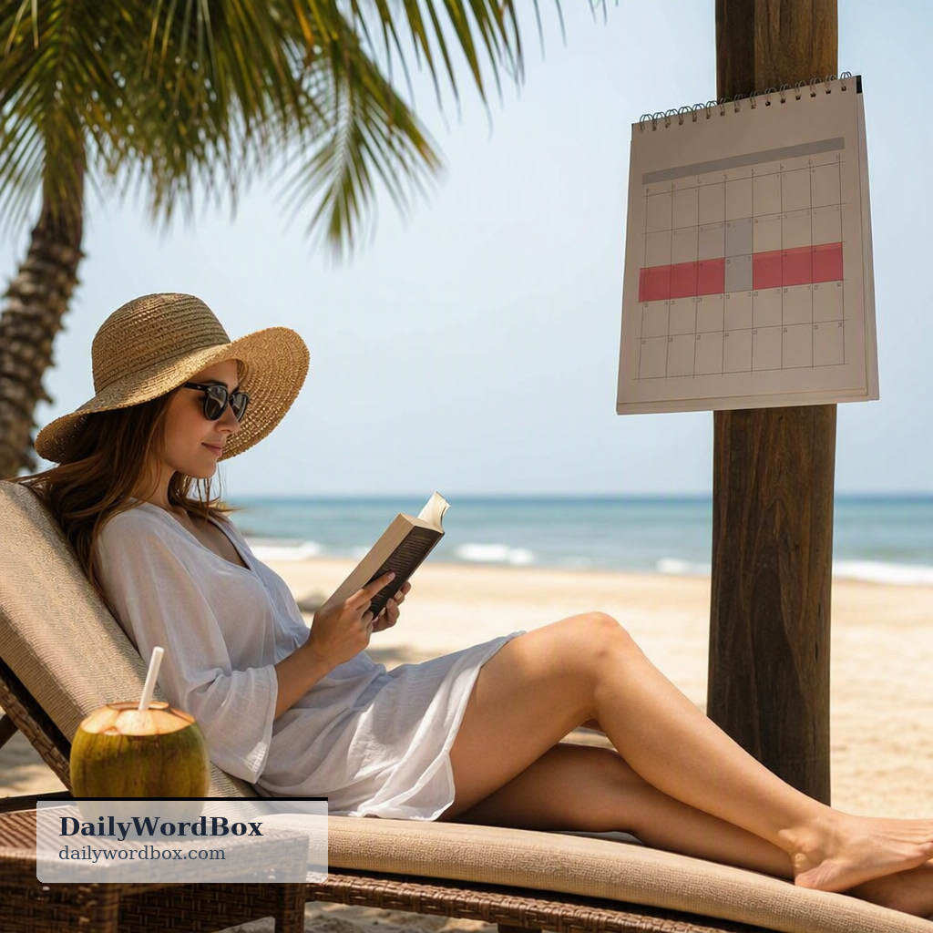 vacation days: Days off from work or school, often paid, for rest, travel, or personal activities.