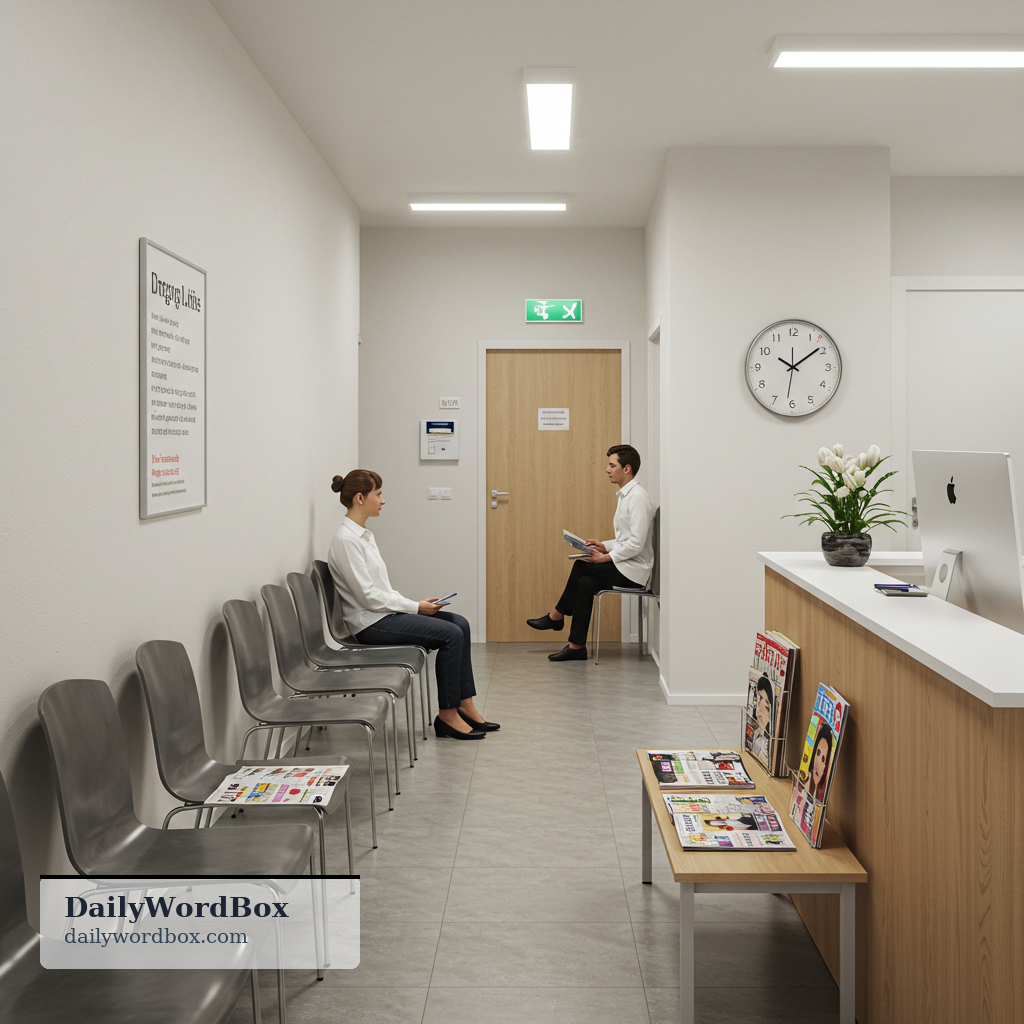 waiting room: a room where people wait before seeing someone (especially a doctor, dentist, or official)
