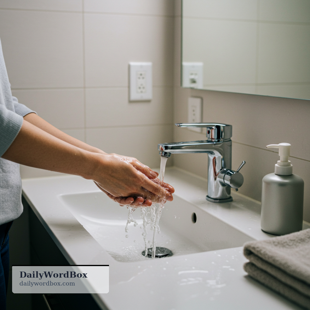wash your hands: to clean your hands with water (usually with soap) to remove dirt or germs