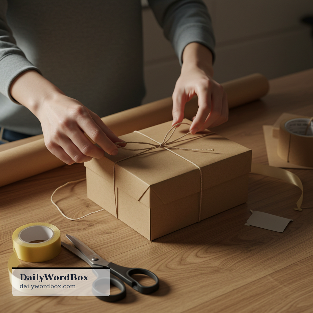 wrap up: to cover an object by folding or tying material around it, especially as a gift
